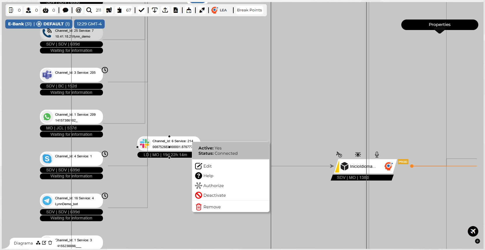 Slack channel context menu options