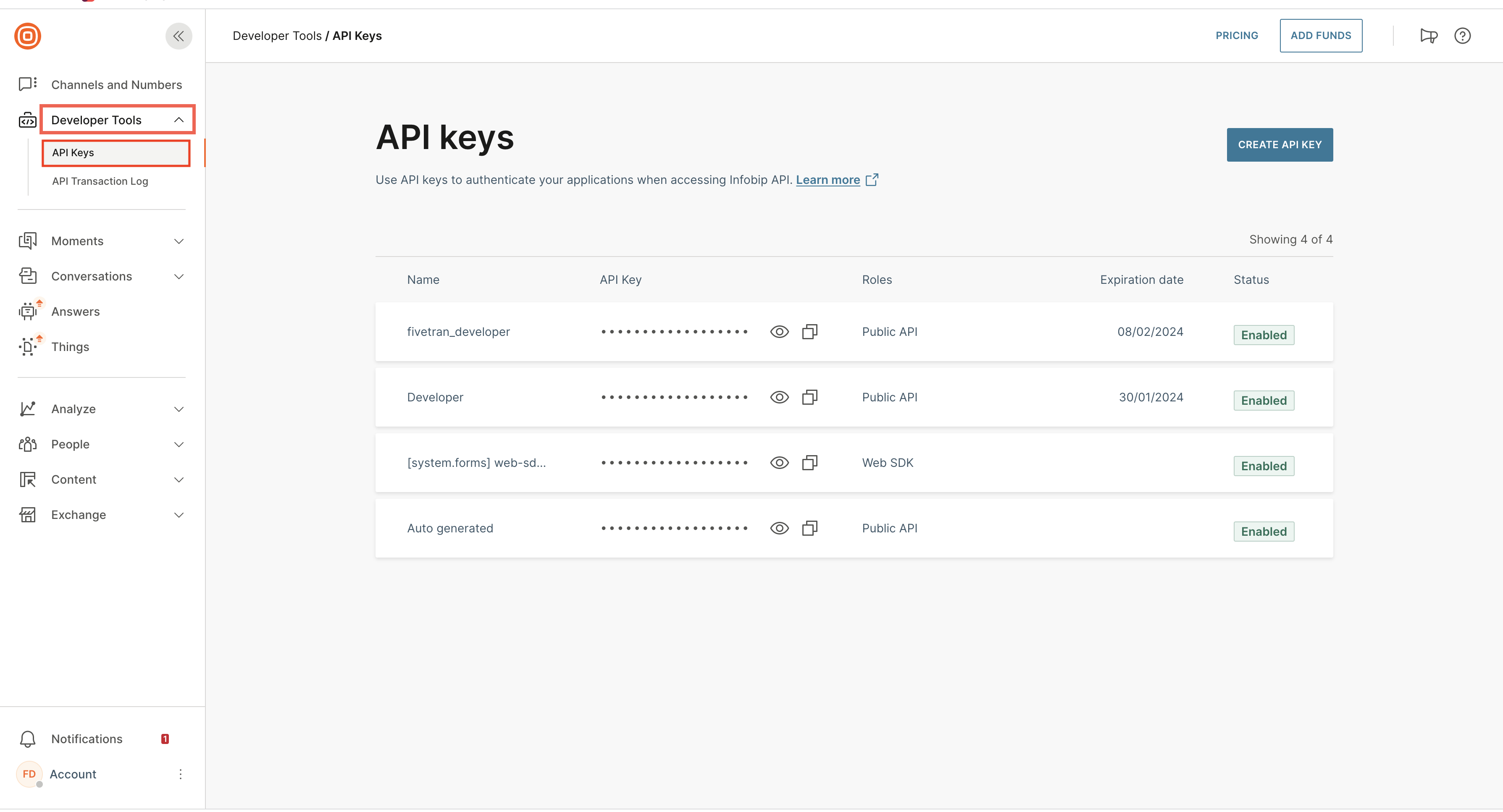 Creación de API Key en el portal de Infobip