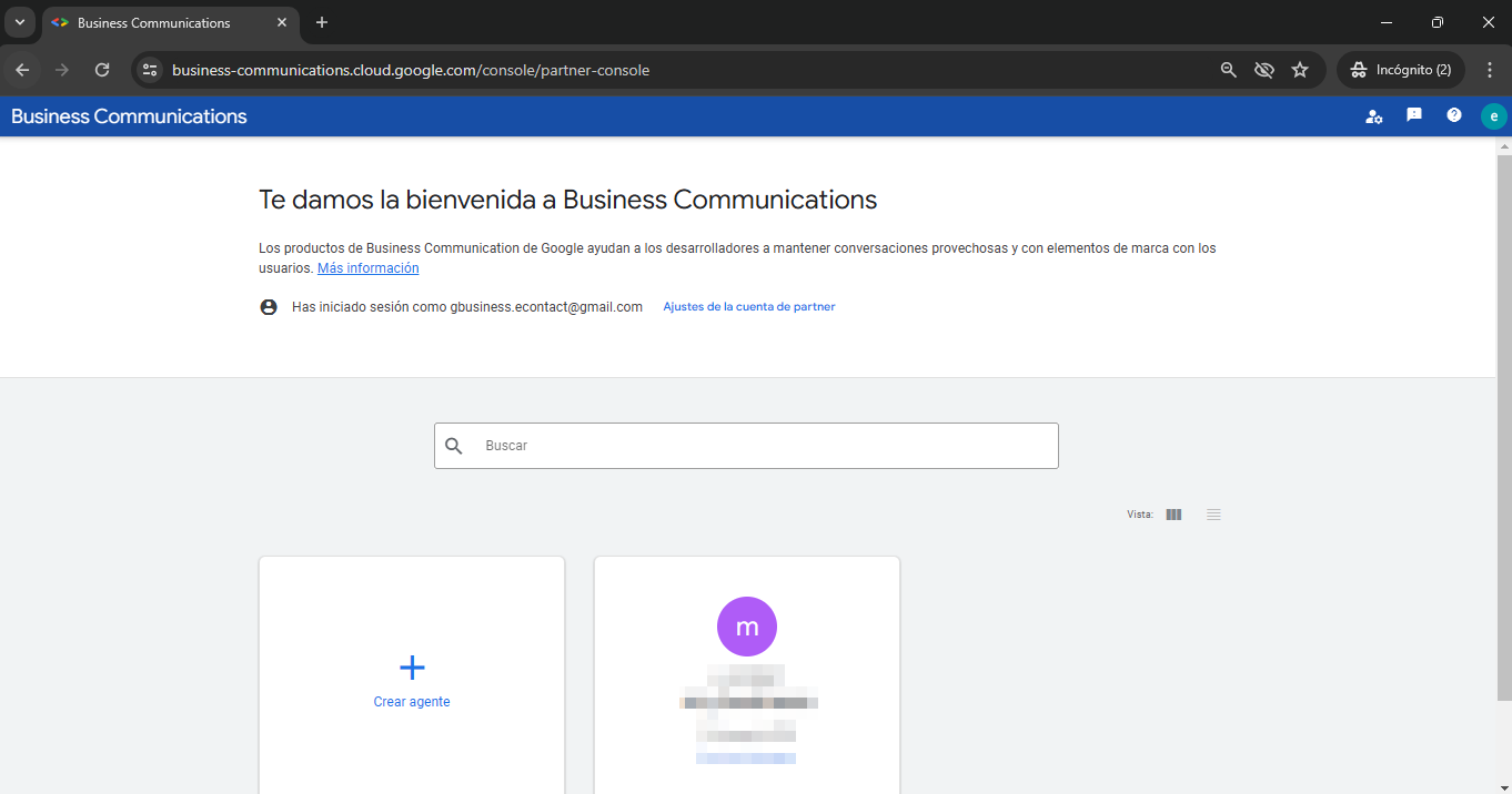 Consola de Partner de Business Communications