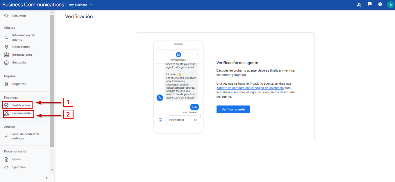 Verificación y lanzamiento (deploy) del agente