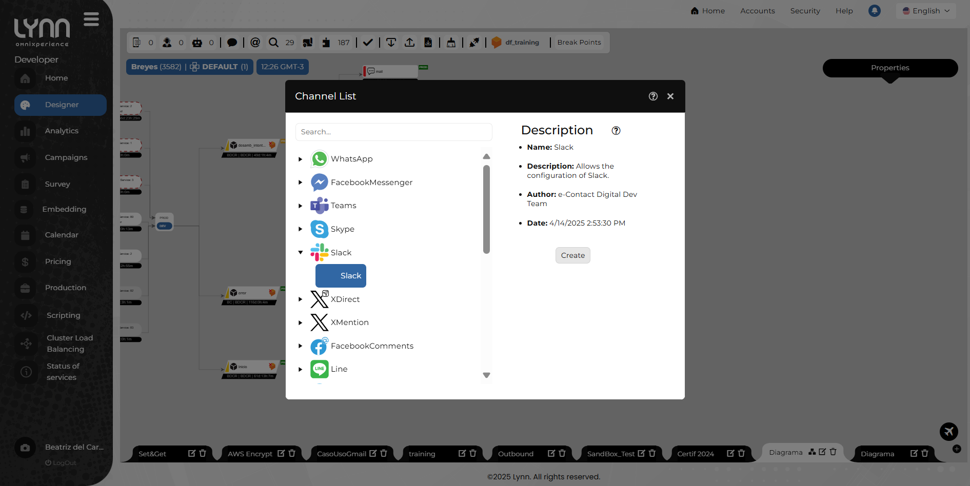 campos de configuración del canal