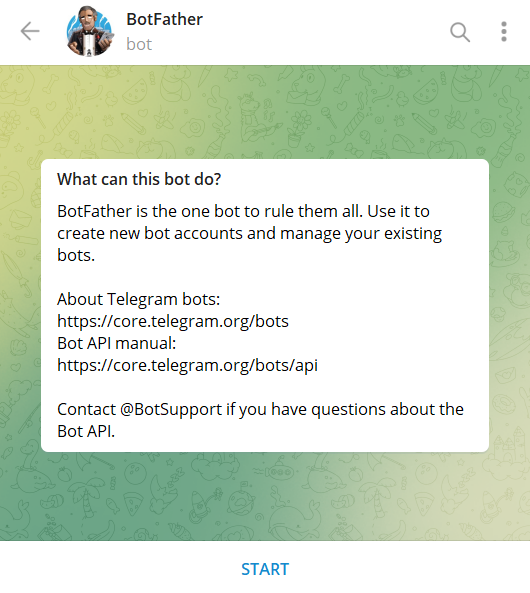 Nueva conversación con BotFather