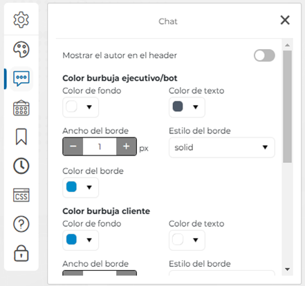 Elementos gráficos configurables del chat