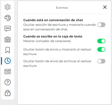 Configuración de eventos del webchat