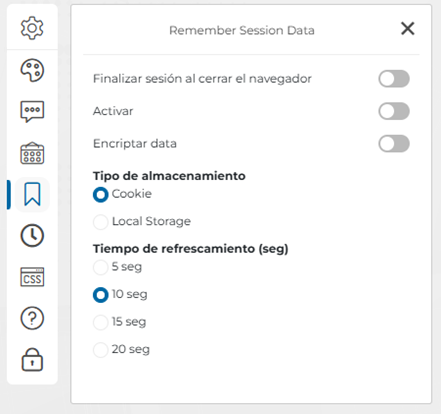 Configuración de "Remember Session Data"