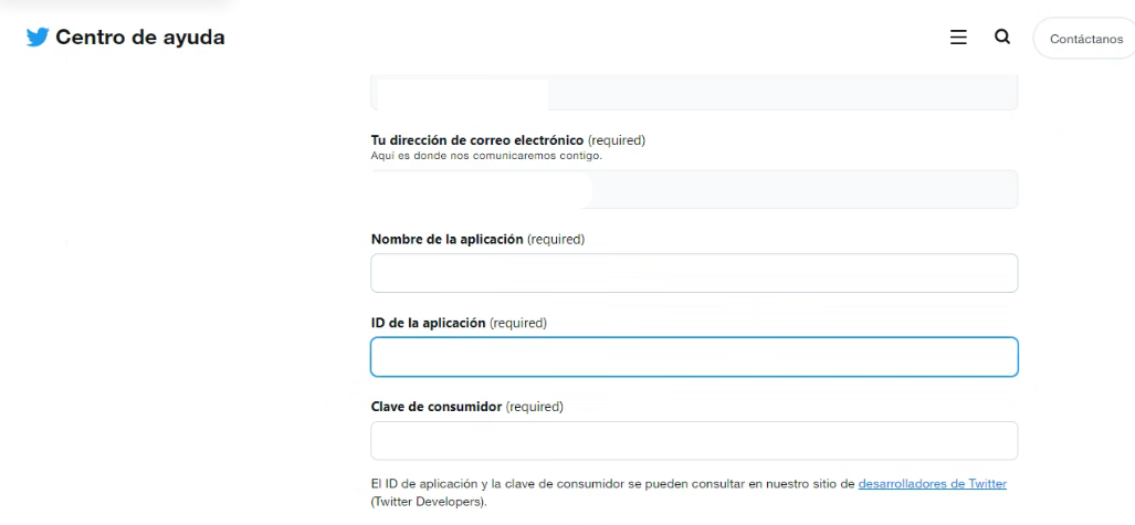 Datos sugeridos para la apertura de un ticket de soporte
