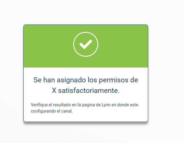 Página de confirmación del proceso satisfactorio