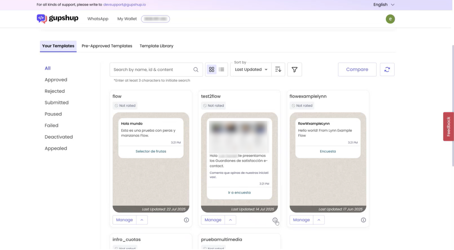 plantillas de HSM de WhatsApp